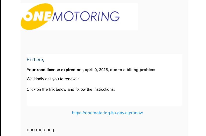 Scammers Impersonated One Motoring To Phish $407,000 From Victims Who Thought They Were Paying Lta For Expired Road Tax
