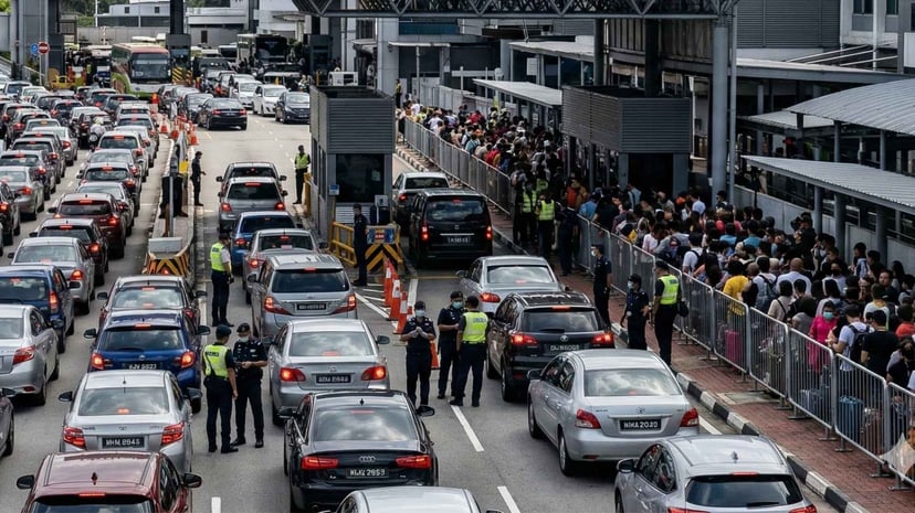 Woodlands Checkpoint Sees Heavy Congestion As Singapore Tightens Security Checks