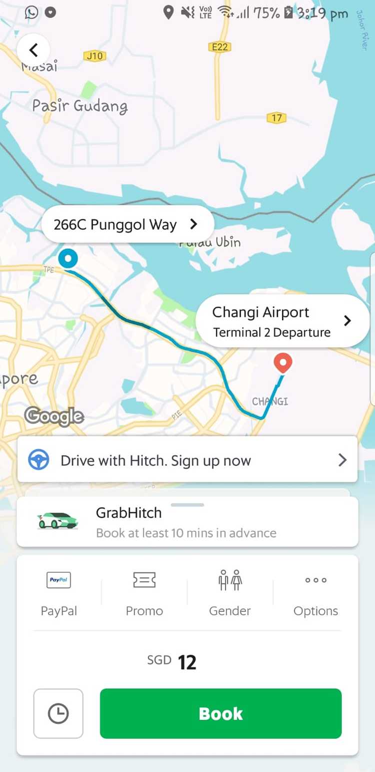 grab punggol way changi airport