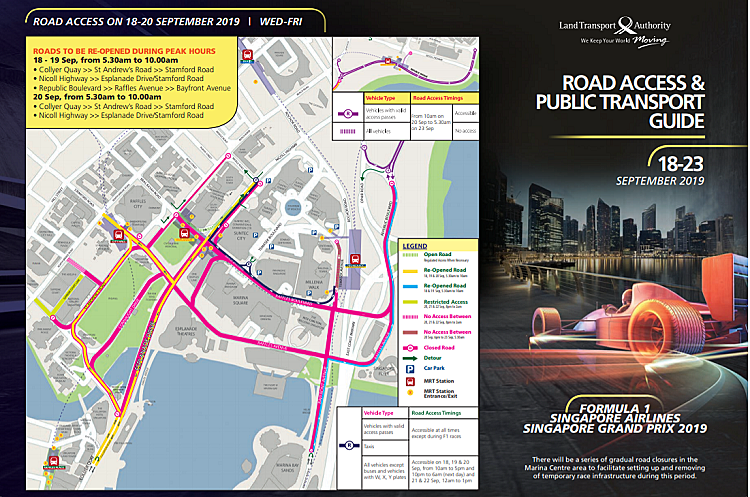 Motorist F1 Singapore Grand Prix 2019 Road Closure