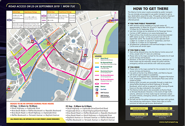 Motorist F1 Singapore Grand Prix 2019 Road Closure 2