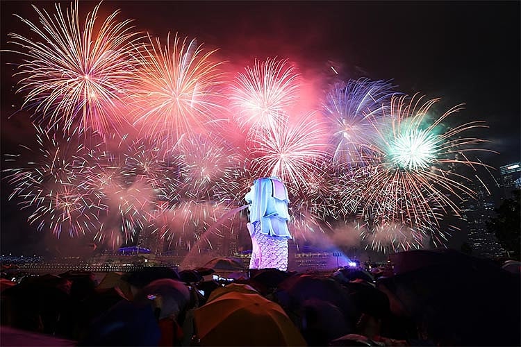 Motorist Spots Watch New Years Fireworks 2020 Merlion Park